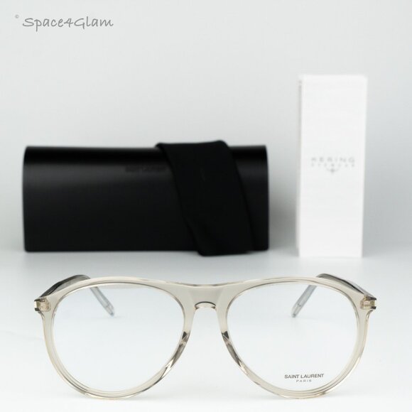 Saint Laurent Men Eyeglasses Transparent Beige Demo Pilot SL667OPT 003 BRAND NEW - Picture 1 of 10
